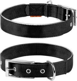 Nylon Reflective Dog Adjustable Dog with Metal Buckle Heavy Duty Small Medium Large Dogs S Size 12-15 inch Neck Black Collar