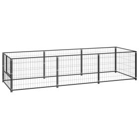 Dog Kennel Black 32.3 ft² Steel