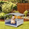Wicker Dog House with Waterproof Roof and Washable Cushion Cover