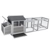 Wooden Chicken Coop Hen House with Doors for Ventilation, Runs and Nesting Box, Gray