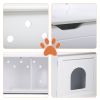 Cat Washroom Bench, Wood Litter Box Cover with Spacious Inner, Ventilated Holes, Removable Partition, Easy Access, White