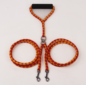 Pet Hand-knitted Traction Wear-resistant Dog Leash Double-ended Hand-knitted Braided Rope Outdoor Dog Leash (Option: Red yellow-1.4 m)