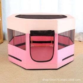 Portable Pet Soft Playpen;  Pop up Tent Indoor & Outdoor Use Durable Paw Kennel Cage;  Waterproof Bottom Removable Top Puppy Pen (Color: pink)