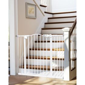 39.6' Dog Gate for Stairs & Doorways, 30" Tall Baby Gate Pressure Mount Pet Gates, Easy Step Auto Close Both Sides Walk Thru (Color: White-30)