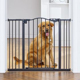 39.6' Dog Gate for Stairs & Doorways, 30" Tall Baby Gate Pressure Mount Pet Gates (Color: Pure Black)