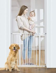 39.6' Dog Gate for Stairs & Doorways, 30" Tall Baby Gate Pressure Mount Pet Gates (Color: Pure White)