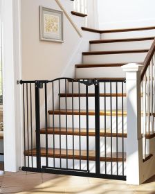 39.6' Dog Gate for Stairs & Doorways, 30" Tall Baby Gate Pressure Mount Pet Gates (Color: Black)